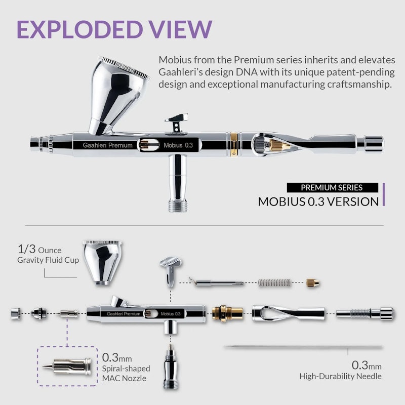 Aerógrafo Gaahleri Premium Series GHPM-Mobius 0.3 mm 5