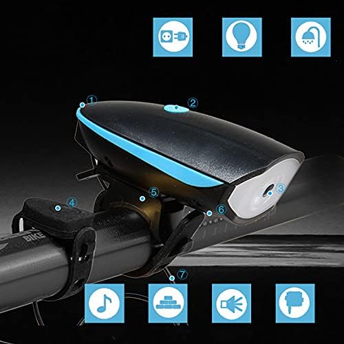 Lanterna Para Bike Led Com Buzina Recarregável Ciclismo Mtb 3