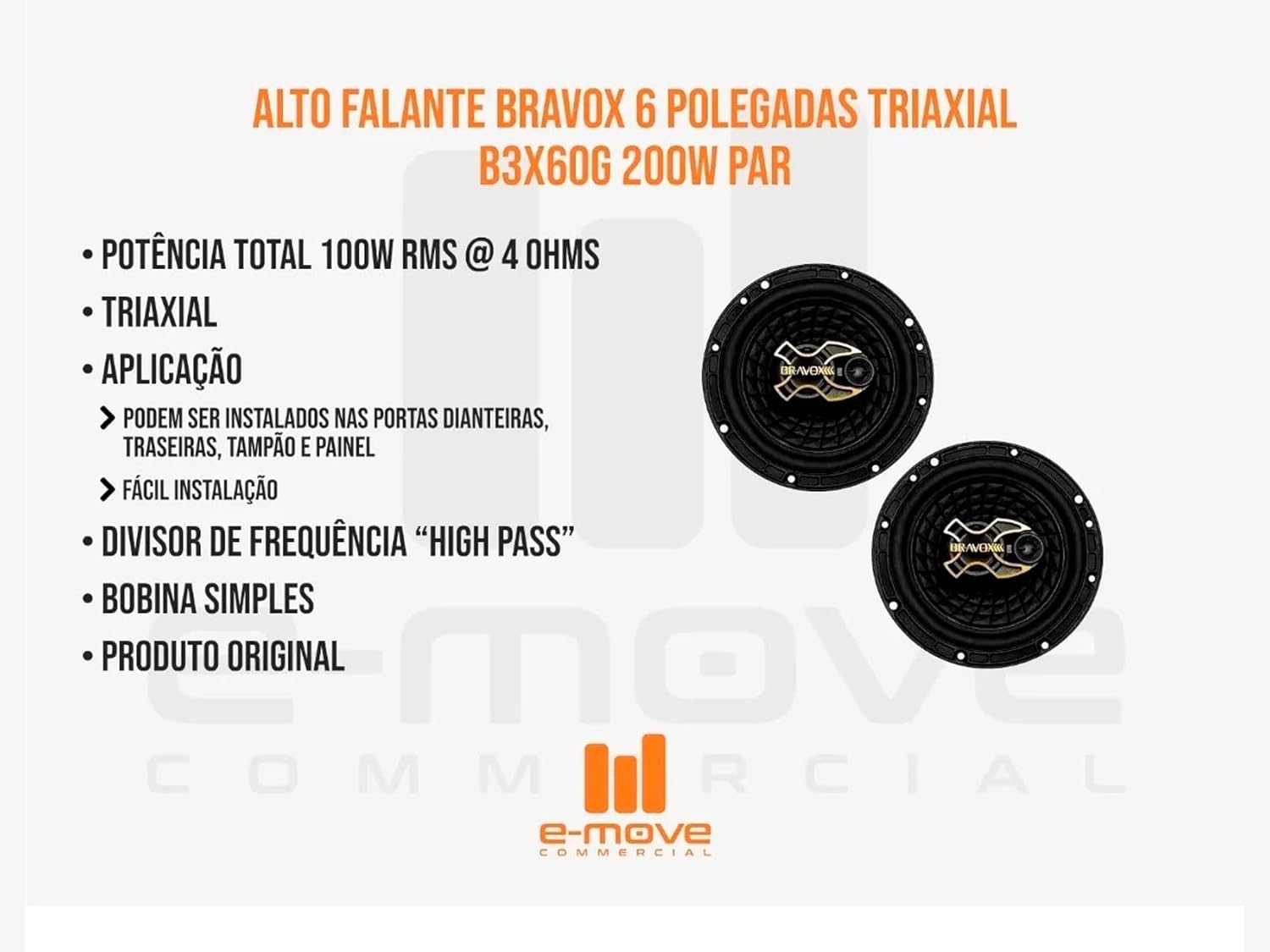 Par Alto-Falante Triaxial Bravox 6 4