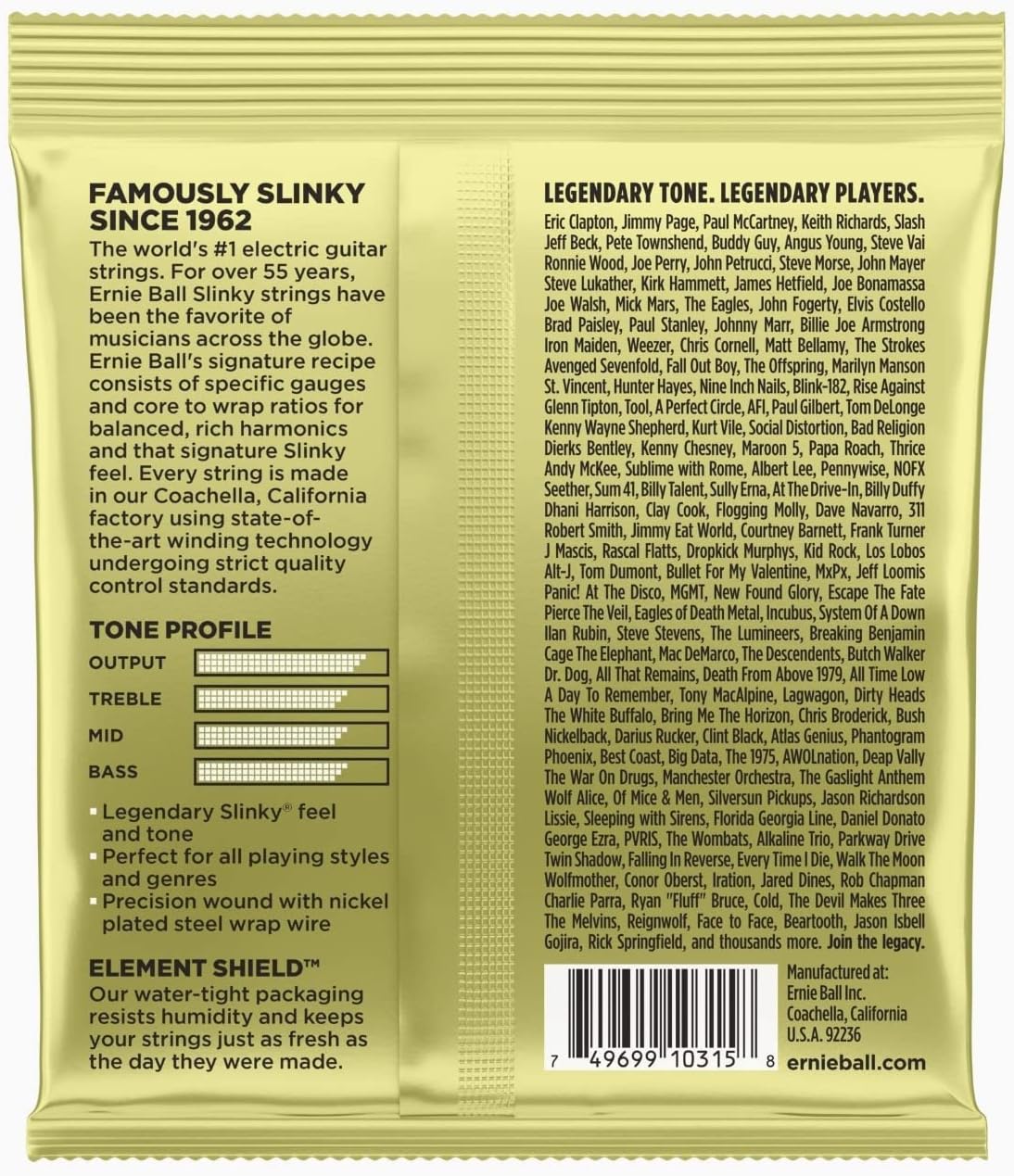 Cordas para Guitarra Elétrica Ernie Ball Mammoth Slinky 2