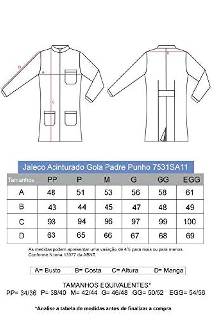 Jaleco Feminino Acinturado Gola Padre com Punho 4