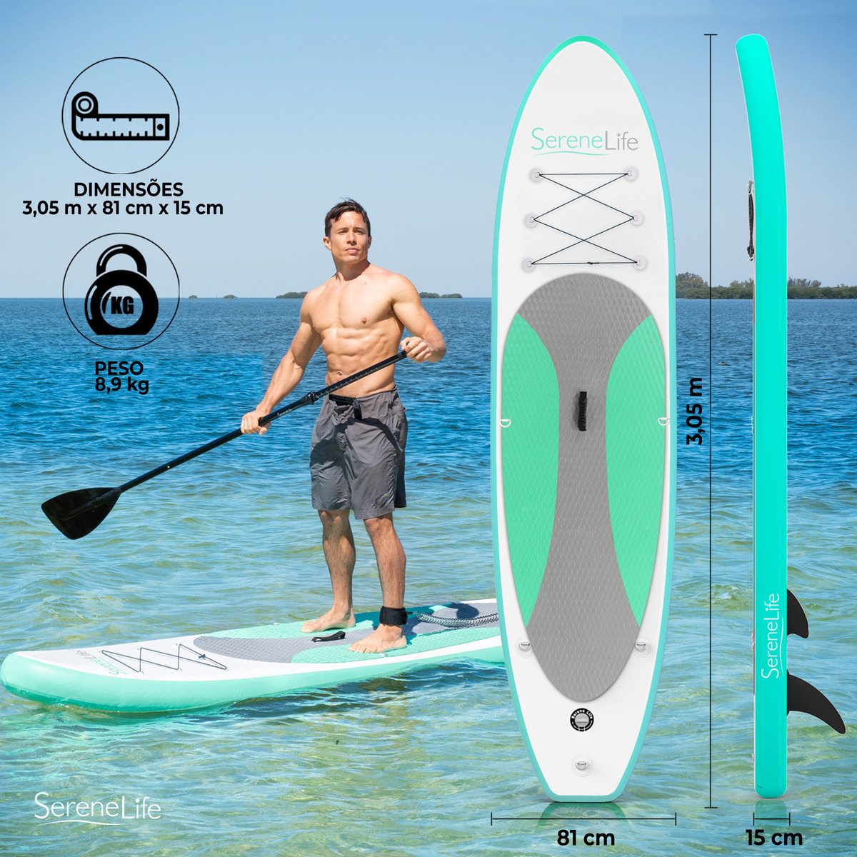 Prancha de Stand Up Paddle Inflável Deck Estável Antiderrapante PVC 2