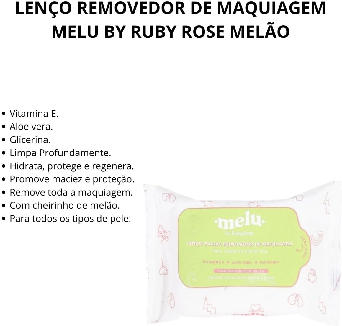 Lenço Facial Removedor de Maquiagem Melu 3