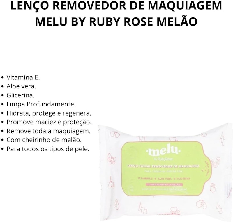 Lenço Facial Removedor de Maquiagem Melu 3