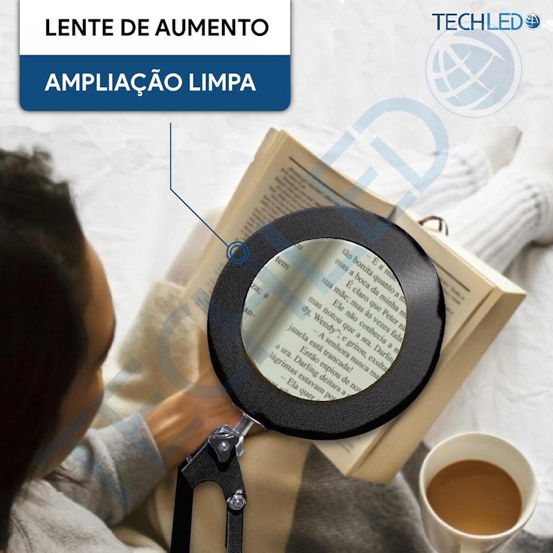 Luminária de Mesa Articulada LED Ring Light com Aumento + Garra 4