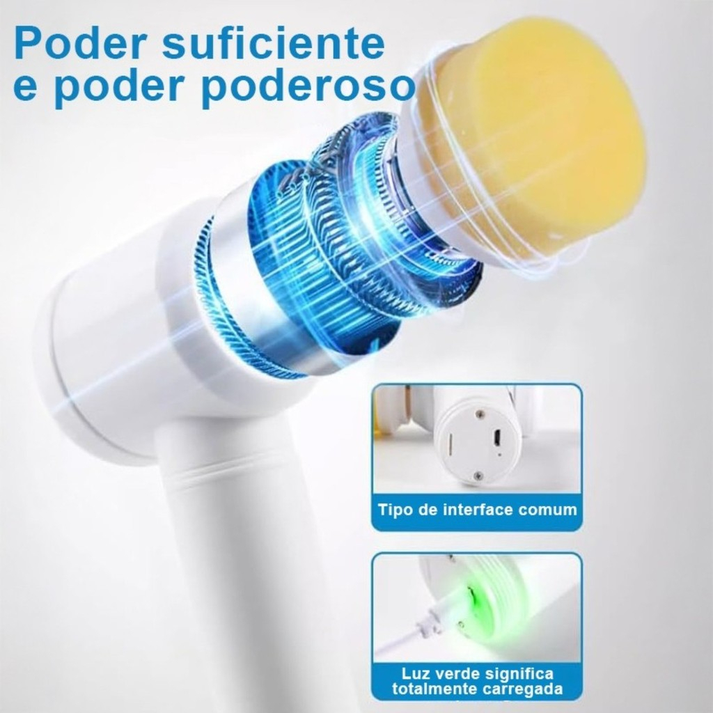Escova de Limpeza Elétrica Portátil sem Fio Recarregável 2