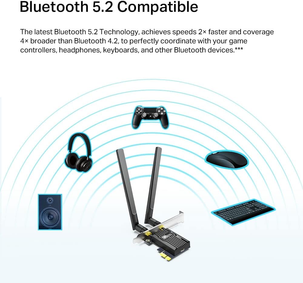 Adaptador WiFi 6 PCIe AX1800 Bluetooth 5.2 5