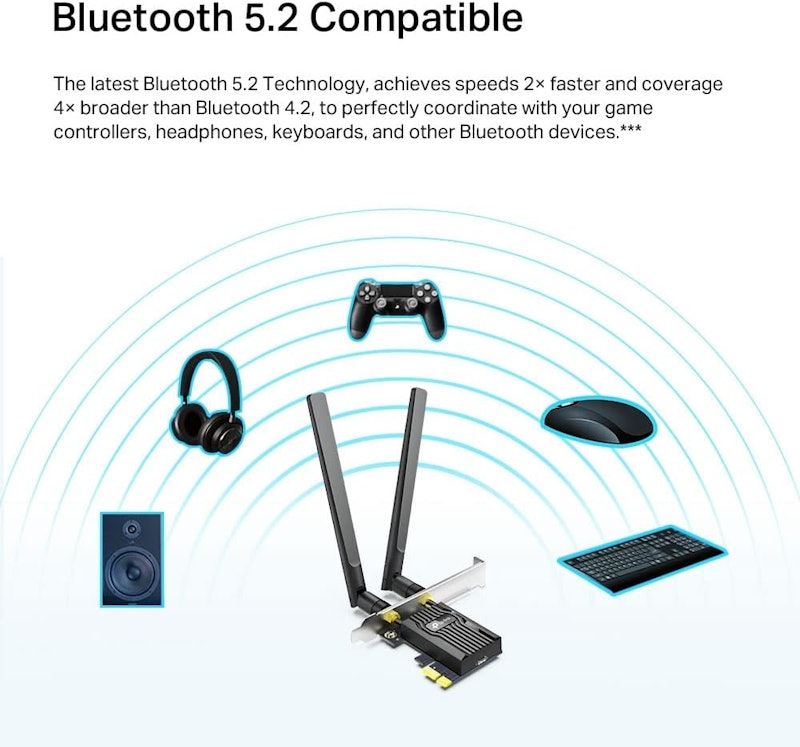 Adaptador WiFi 6 PCIe AX1800 Bluetooth 5.2 5