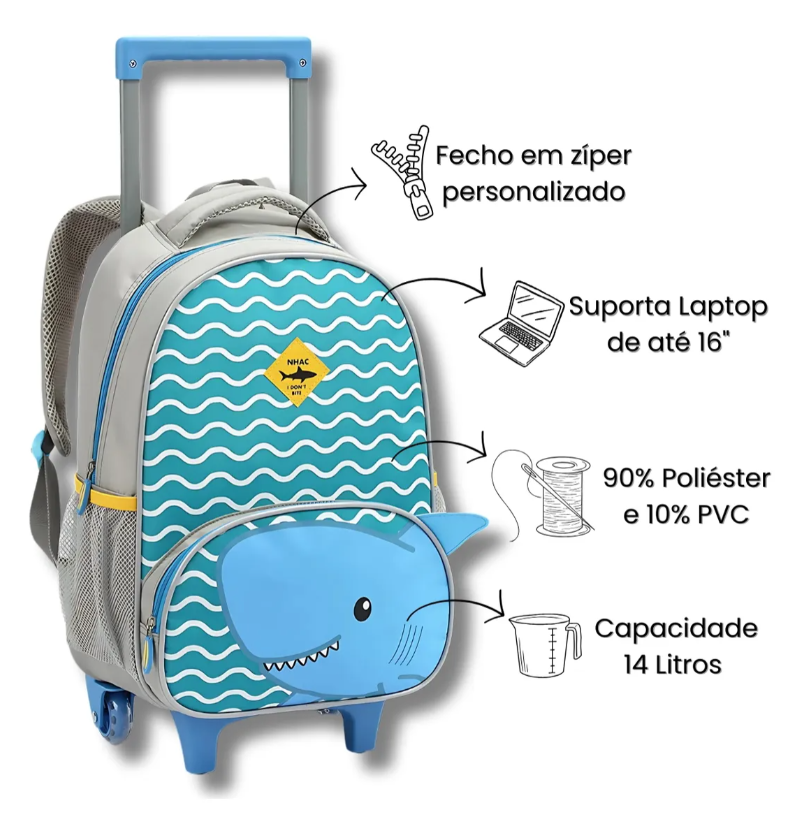 Mochila de Rodinha 16″ Tubarão 4