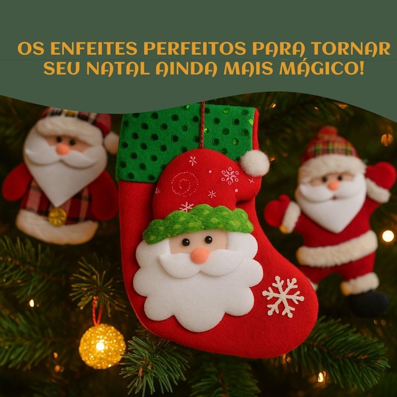 Kit 10 Pendentes Pelúcia Enfeite Árvore de Natal 5