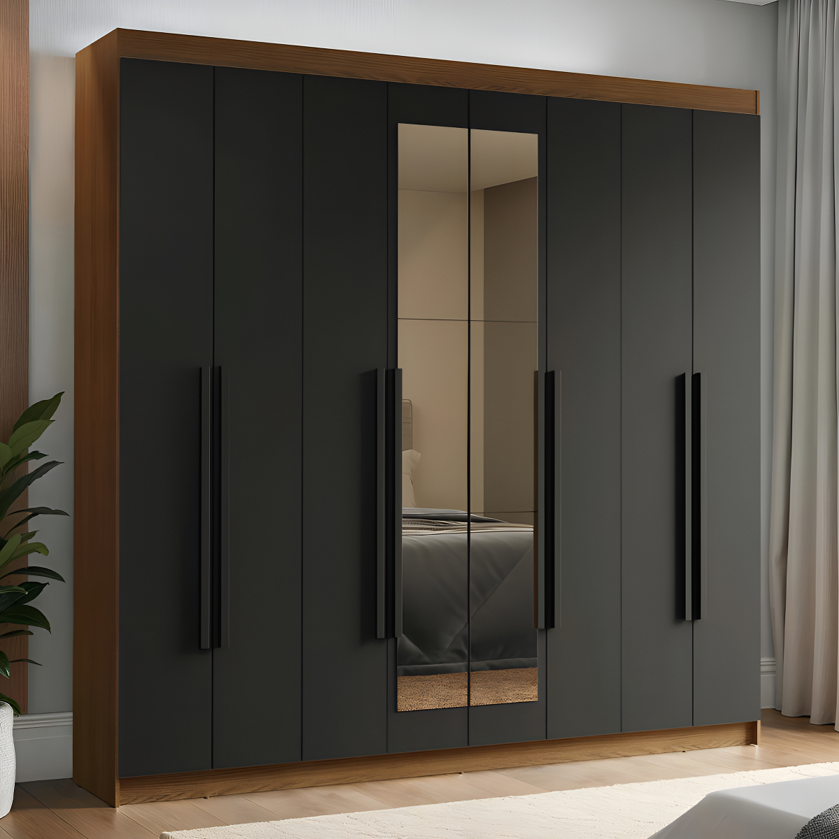 Guarda-Roupa Casal 8 Portas Batentes com Espelho 4
