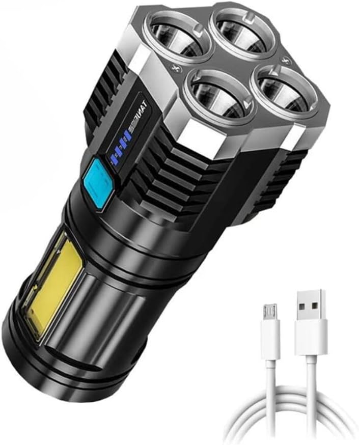 Lanterna LED à Prova d´água 4 Núcleos Potente USB Recarregável 1