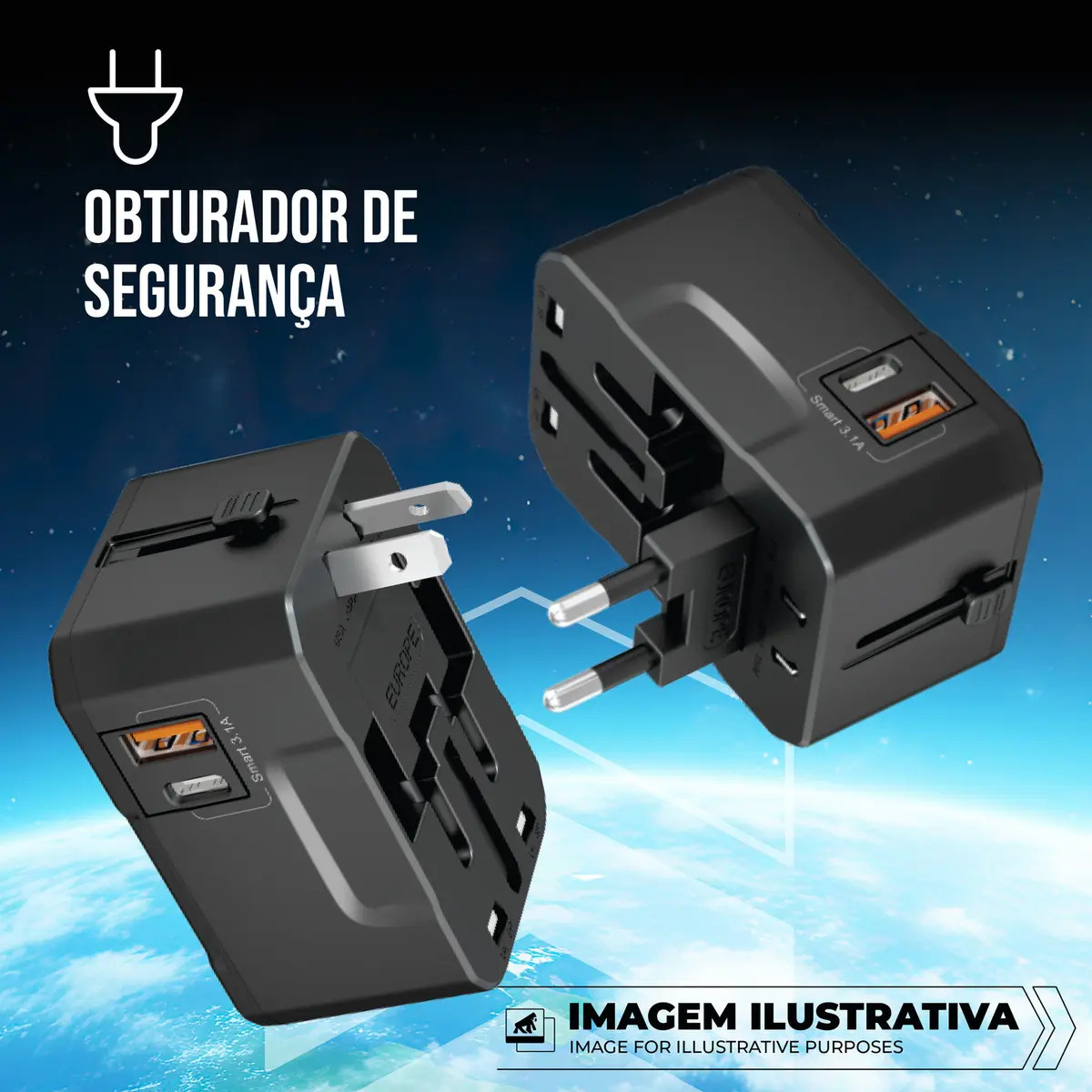 Gshield Adaptador Universal de Tomada para Viagem Internacional 5