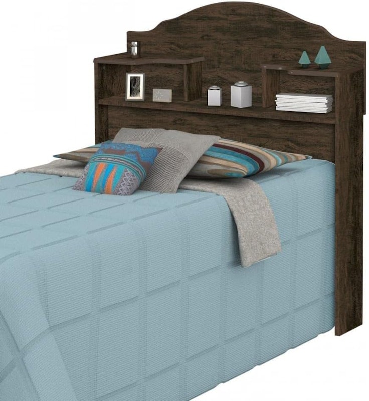 Cabeceira para Cama Box Solteiro 2 Nichos Evelyn Nogal 1