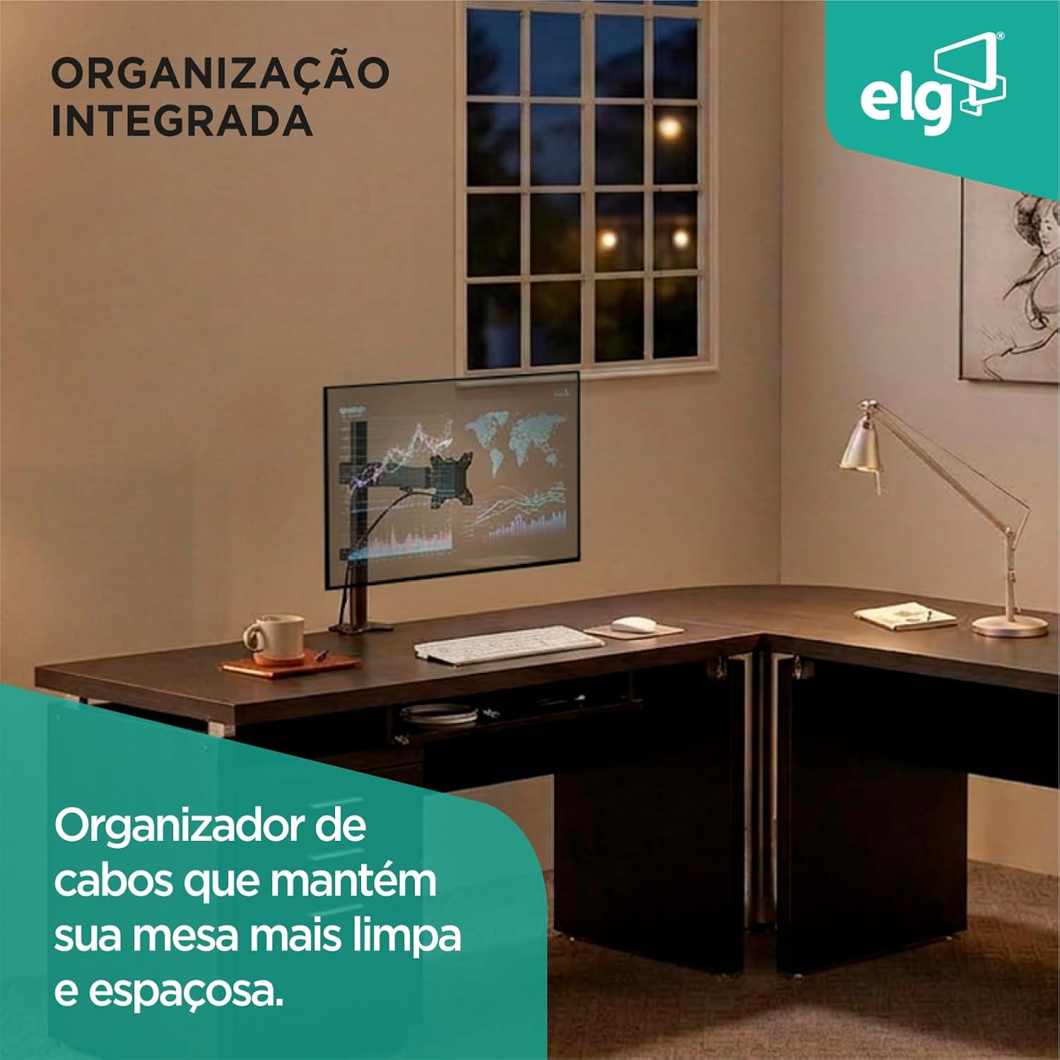 Suporte Ergonômico Articulado para Monitor de 17” a 34” Elg 5