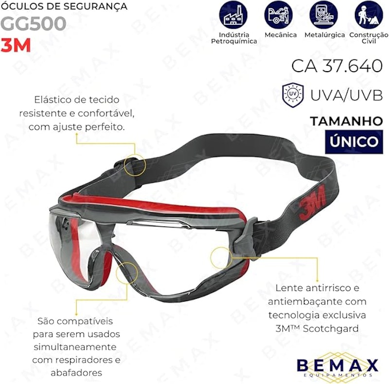 Óculos de Segurança Ampla Visão 3M™ GG500 2