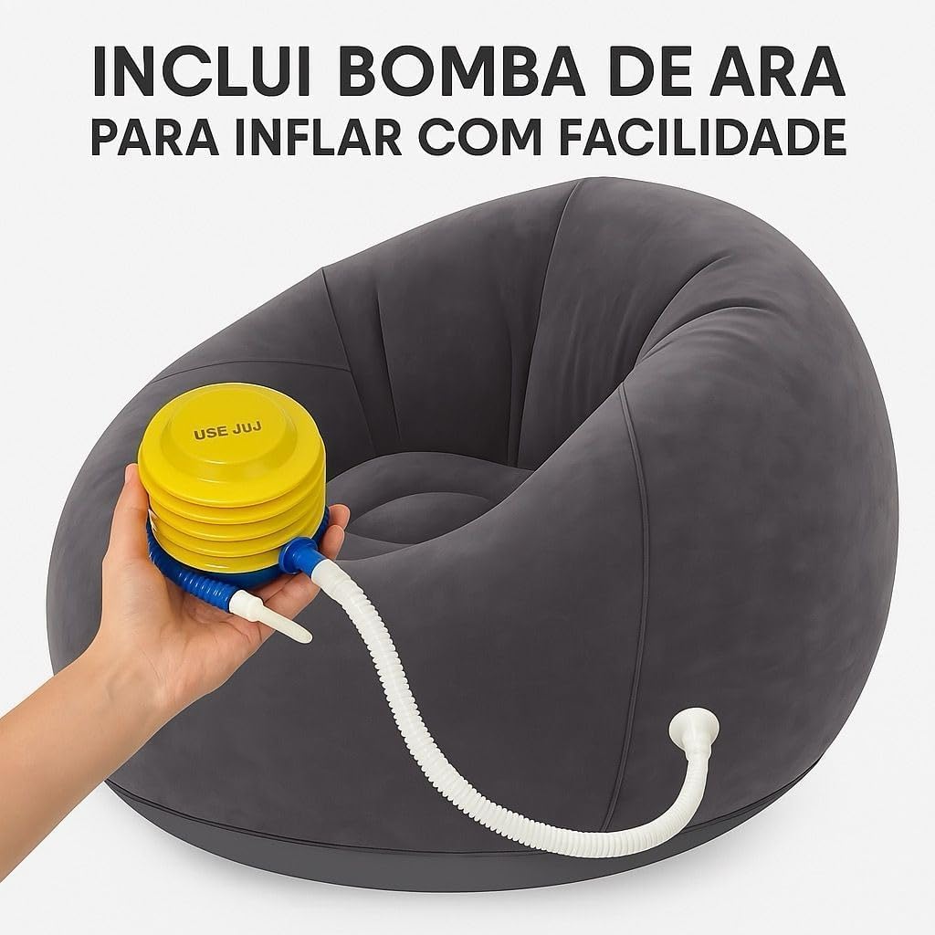 Sofá Poltrona Puff Inflável Deluxe Aveludado 3