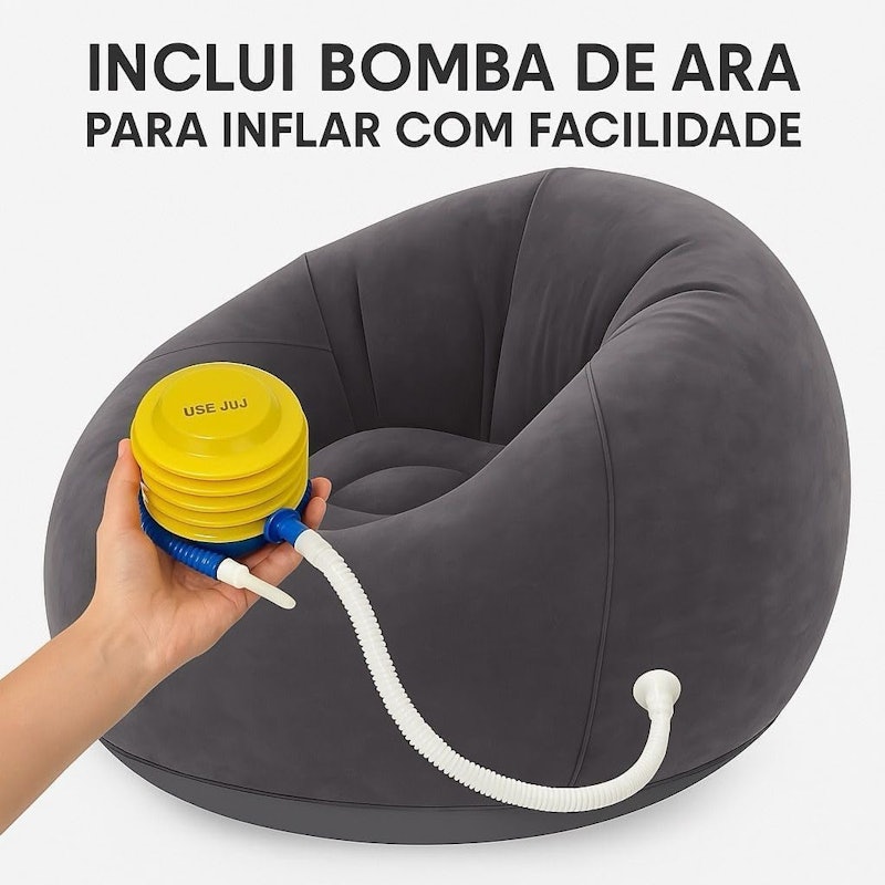 Sofá Poltrona Puff Inflável Deluxe Aveludado 3