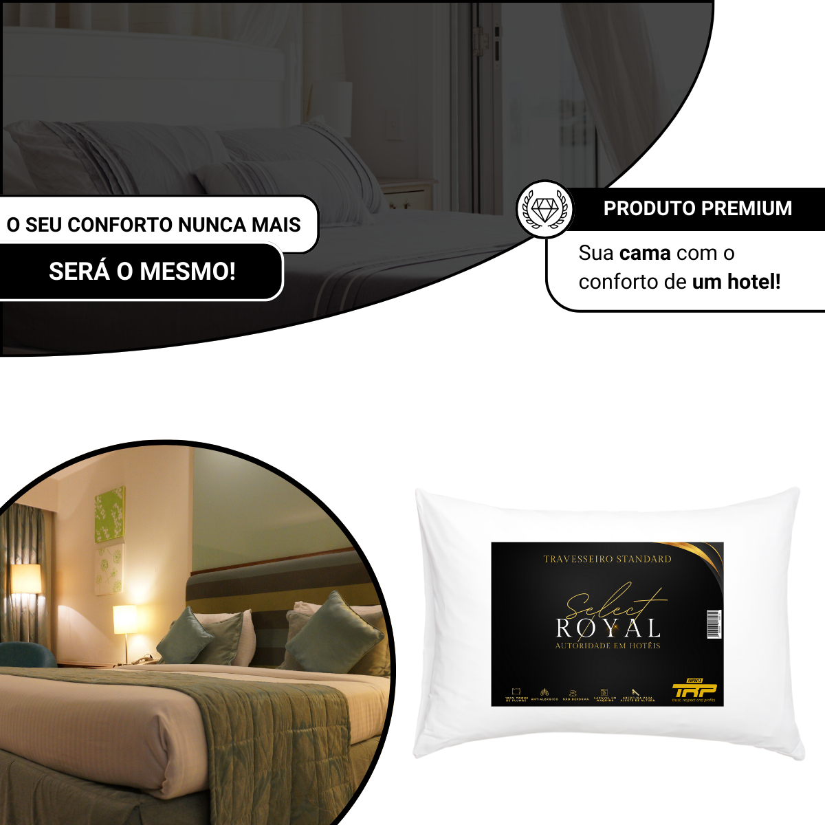 Kit 2 Travesseiros de Hotel Select Royal Toque de Plumas 2