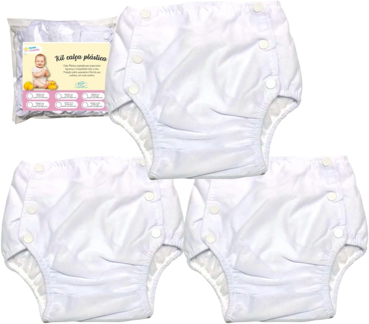 Kit 3 Fralda Plástica Impermeável Reutilizável Confortável (PP) 1