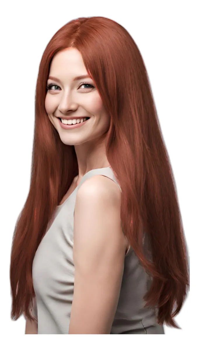 Peruca Ruiva Cabelo Longo Liso Orgânico Cacalee 3