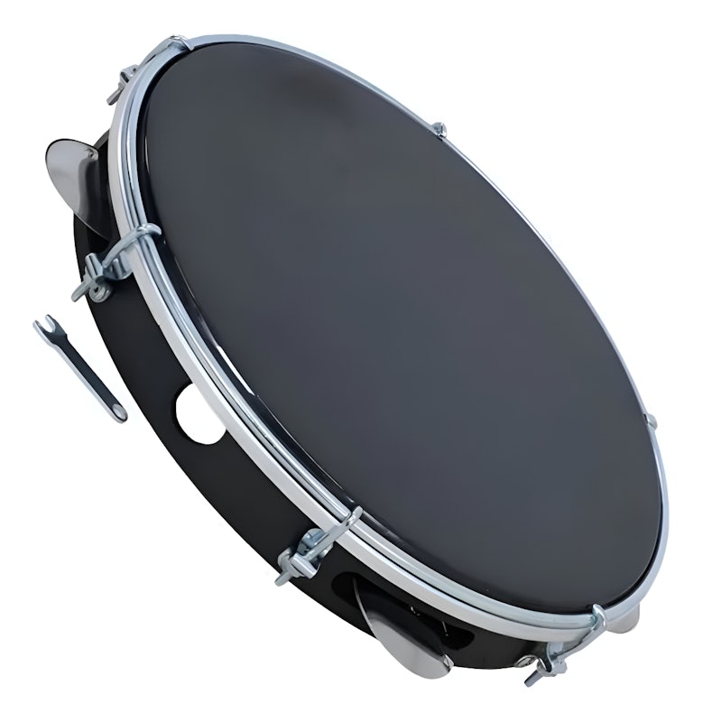 Pandeiro Profissional 10" ABS Pele Preta 1