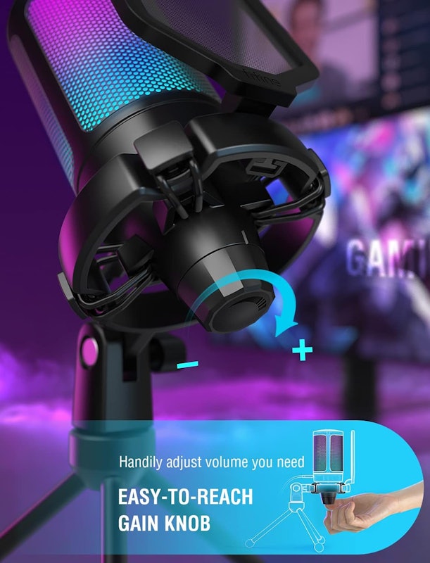 Microfone Condensador USB com RGB AmpliGame 3