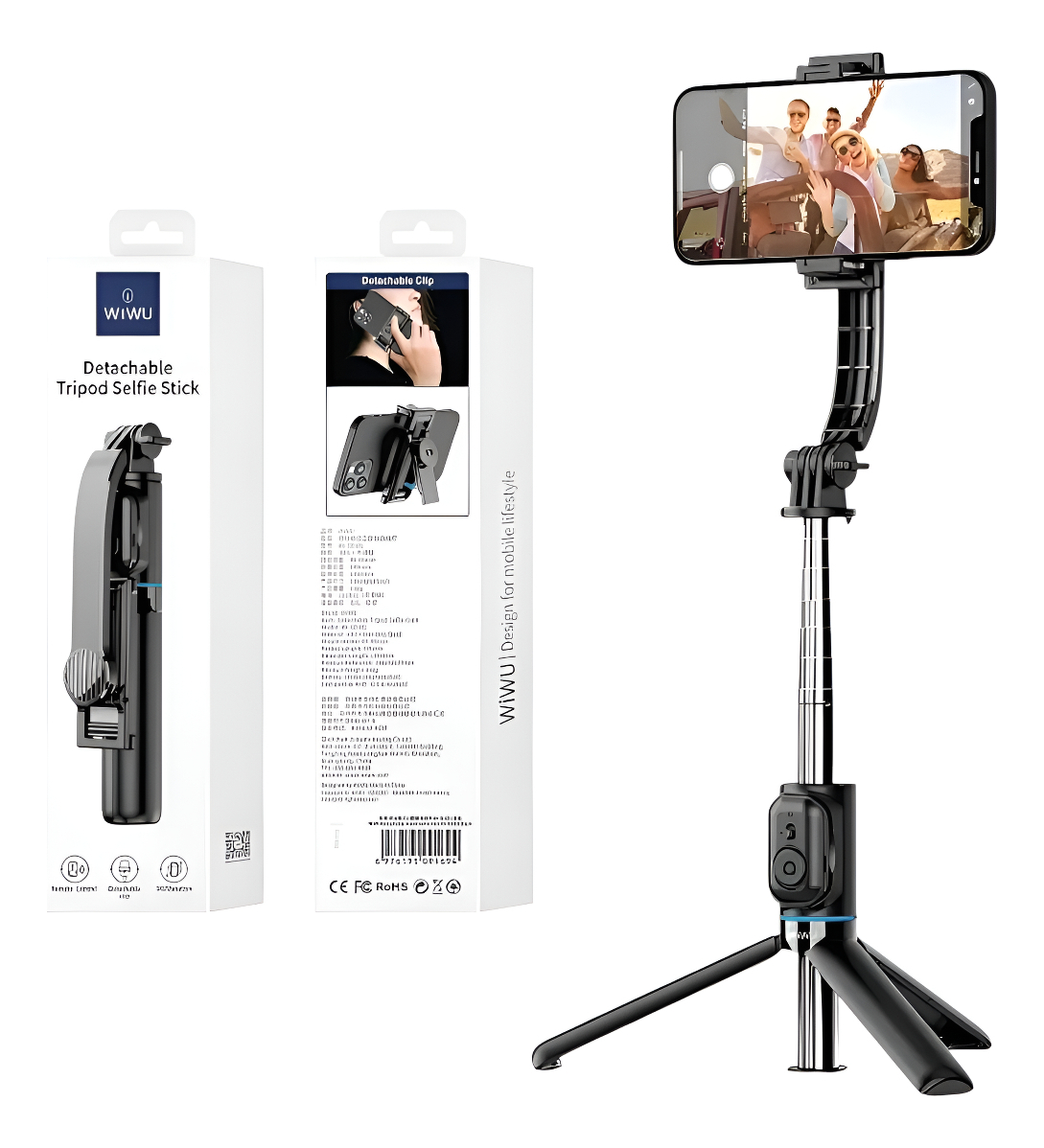 Tripé Wiwu Celular Bastão Selfie 360 Graus Controle Remoto 2