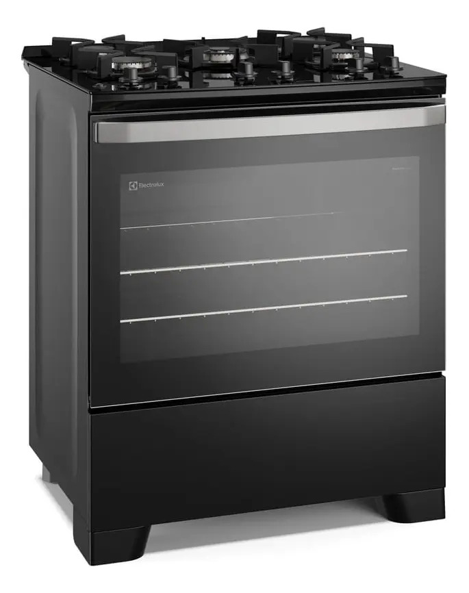 Fogão 5 Bocas Electrolux Preto Efficient Mesa de Vidro PerfectCook e Grades de Ferro 2