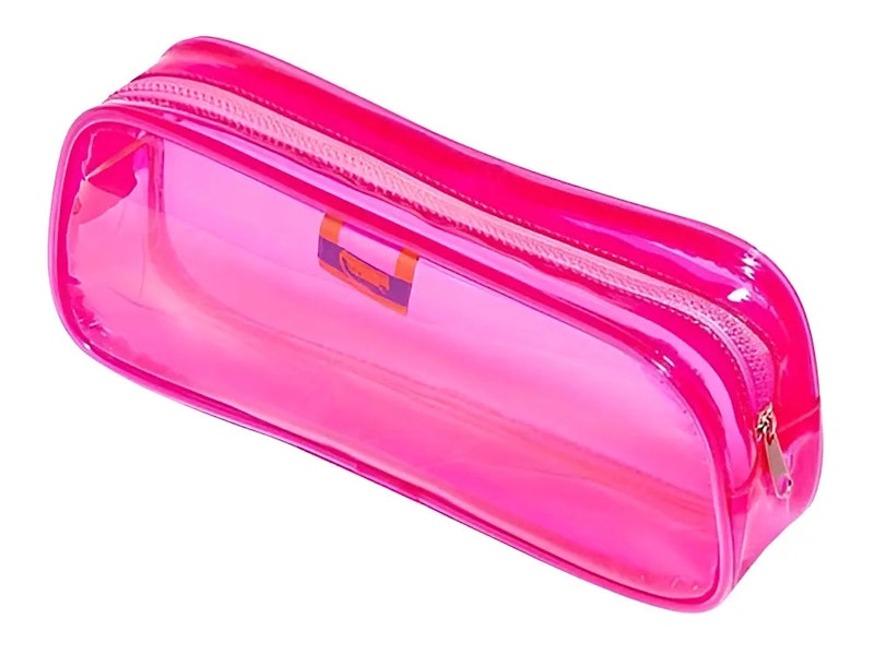 Estojo Transparente - 1 Zíper - Pink 1
