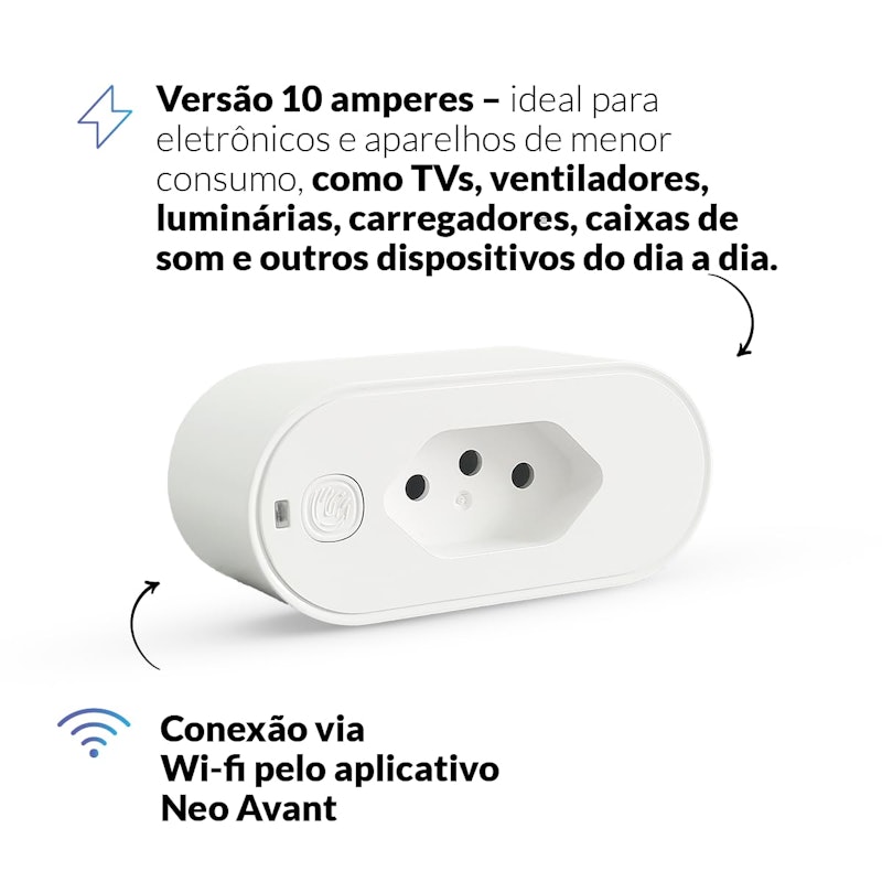 Tomada Inteligente Wi-Fi 10 A Bivolt Neo Avant 2