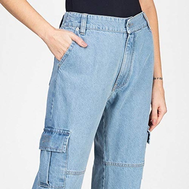 Calça Cargo Feminina Jeans Jogger com Elástico 3