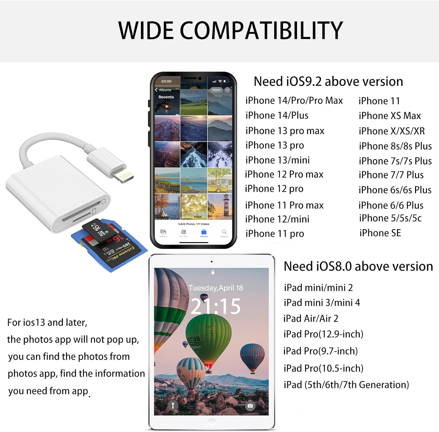 Leitor de Cartão SD para iPhone Lightning 5