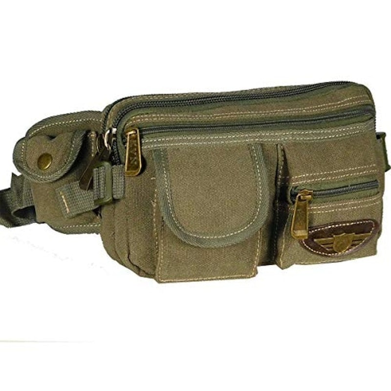 Pochete Masculina Reforçada em Lona Vários Bolsos (Verde Oliva) 1
