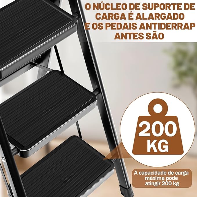Escada de Alumínio Dobrável 3 Degraus 4