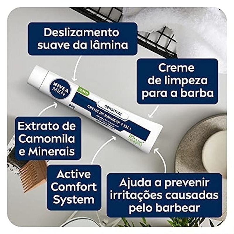 Creme de Barbear 2 em 1 Nivea Men Sensitive 2