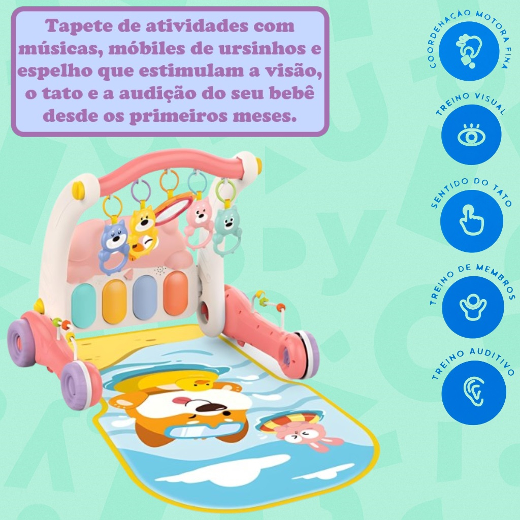 Andador com Piano e Tapete de Atividades Infantil 2 em 1 Brinq Baby 4