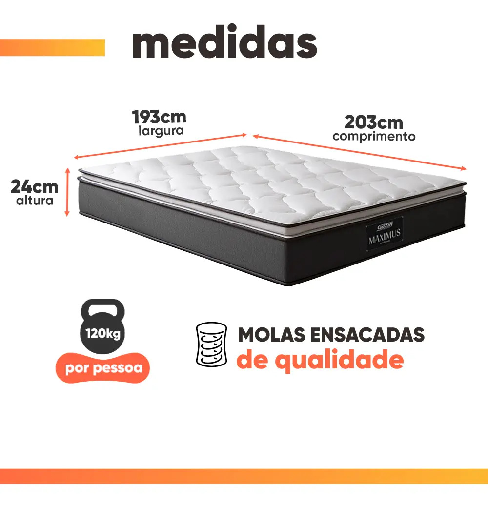 Cama Box Baú Casal King Colchão Gazin Molas Ensacadas Pillow Maximus 3