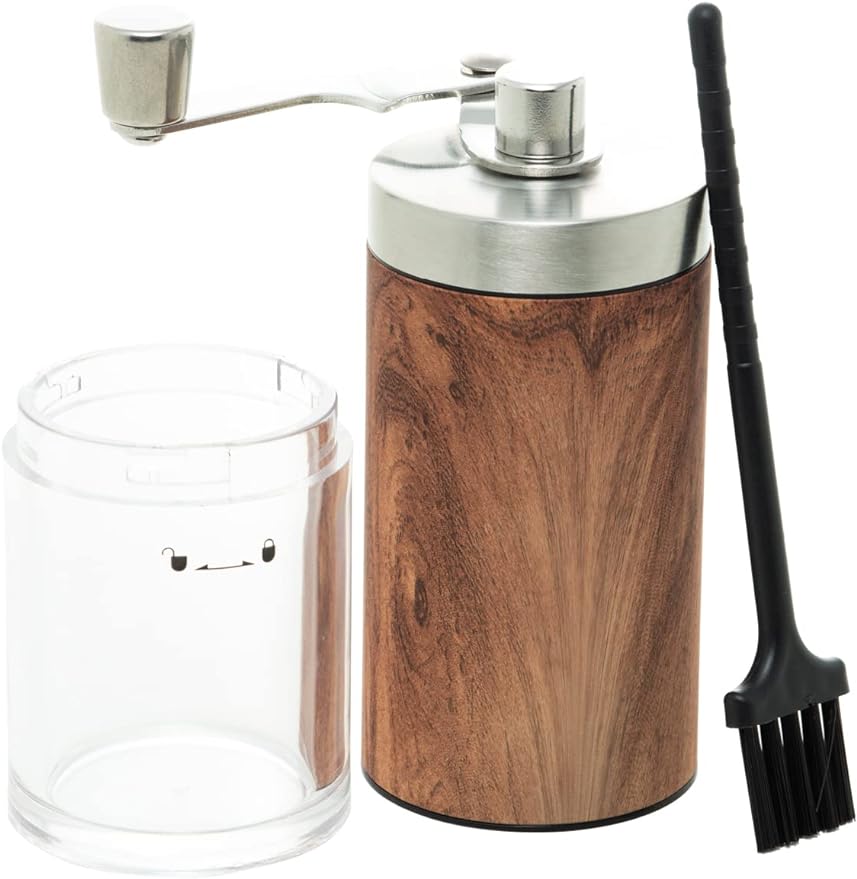Moedor de Café de Aço Inox Manual com Estampa de Madeira 2