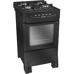 Fogão Mueller Preto Fosco 4 Bocas com Mesa de Vidro e Acendimento