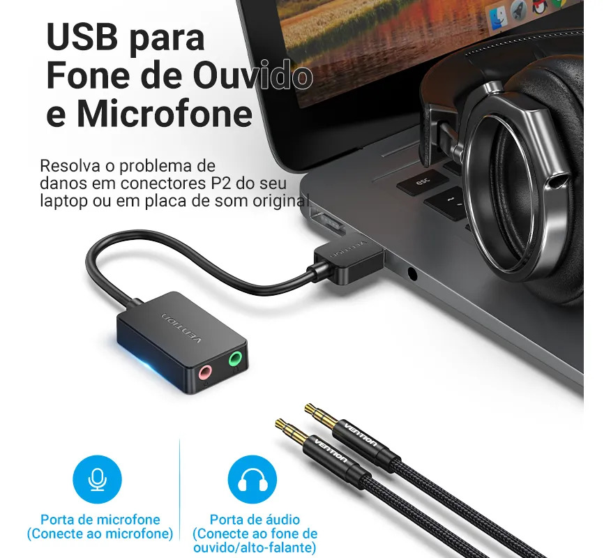 Adaptador Placa de Som USB Vention 4