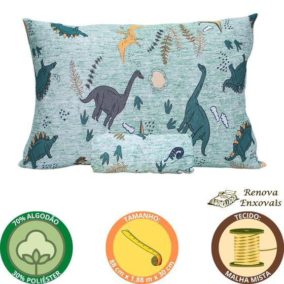 Jogo de Lençol 2 Peças Portallar Doce Vida Kids Dino Selva Verde Solteiro 5