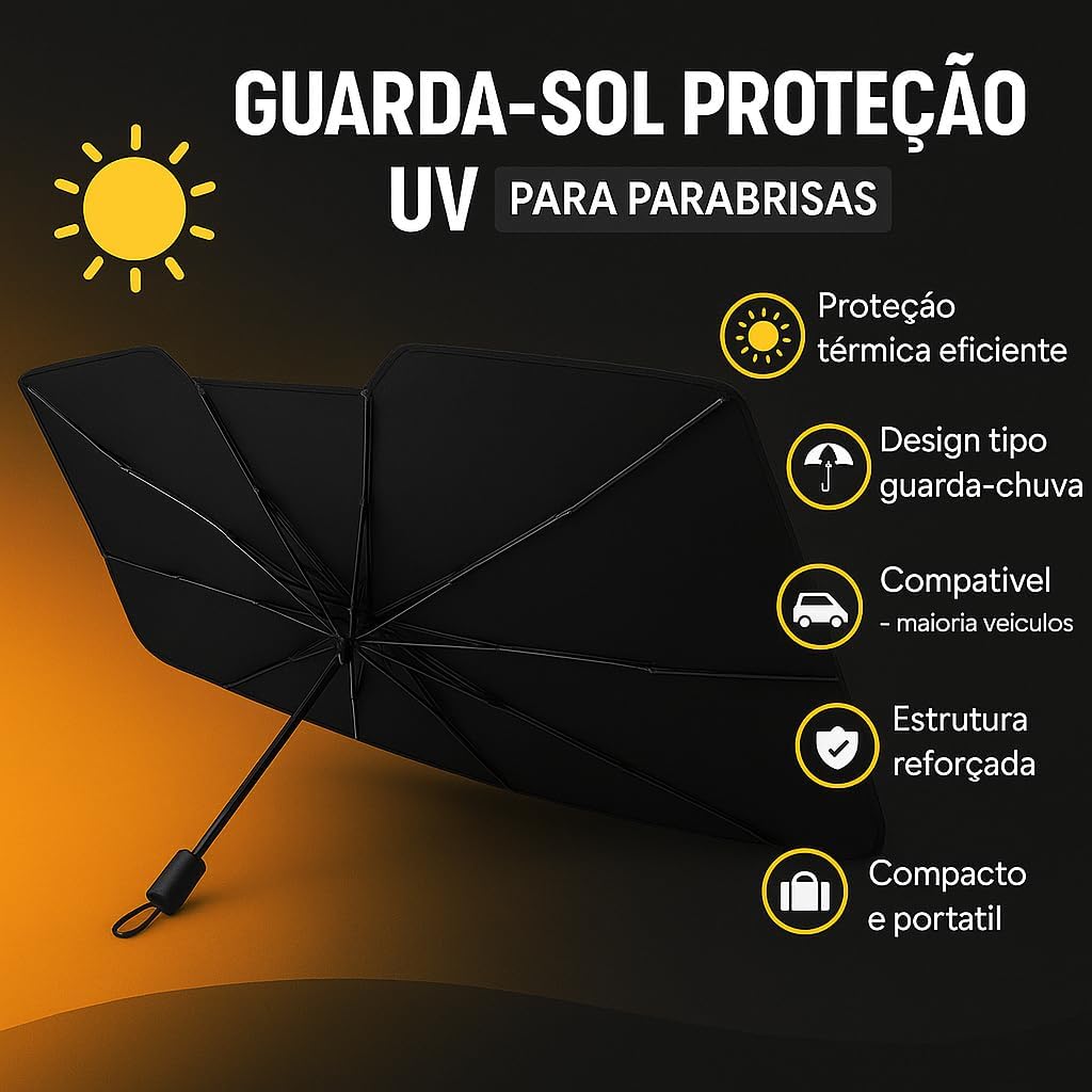 Protetor Solar Para-Brisa Design Tipo Guarda-Chuva 2