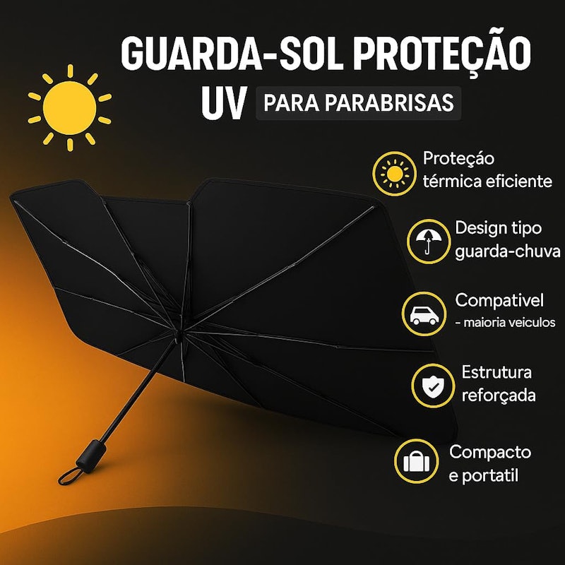 Protetor Solar Para-Brisa Design Tipo Guarda-Chuva 2