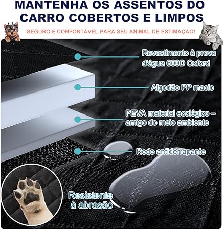 Capa Protetora Pet Impermeável para Assento Traseiro de Carro 3