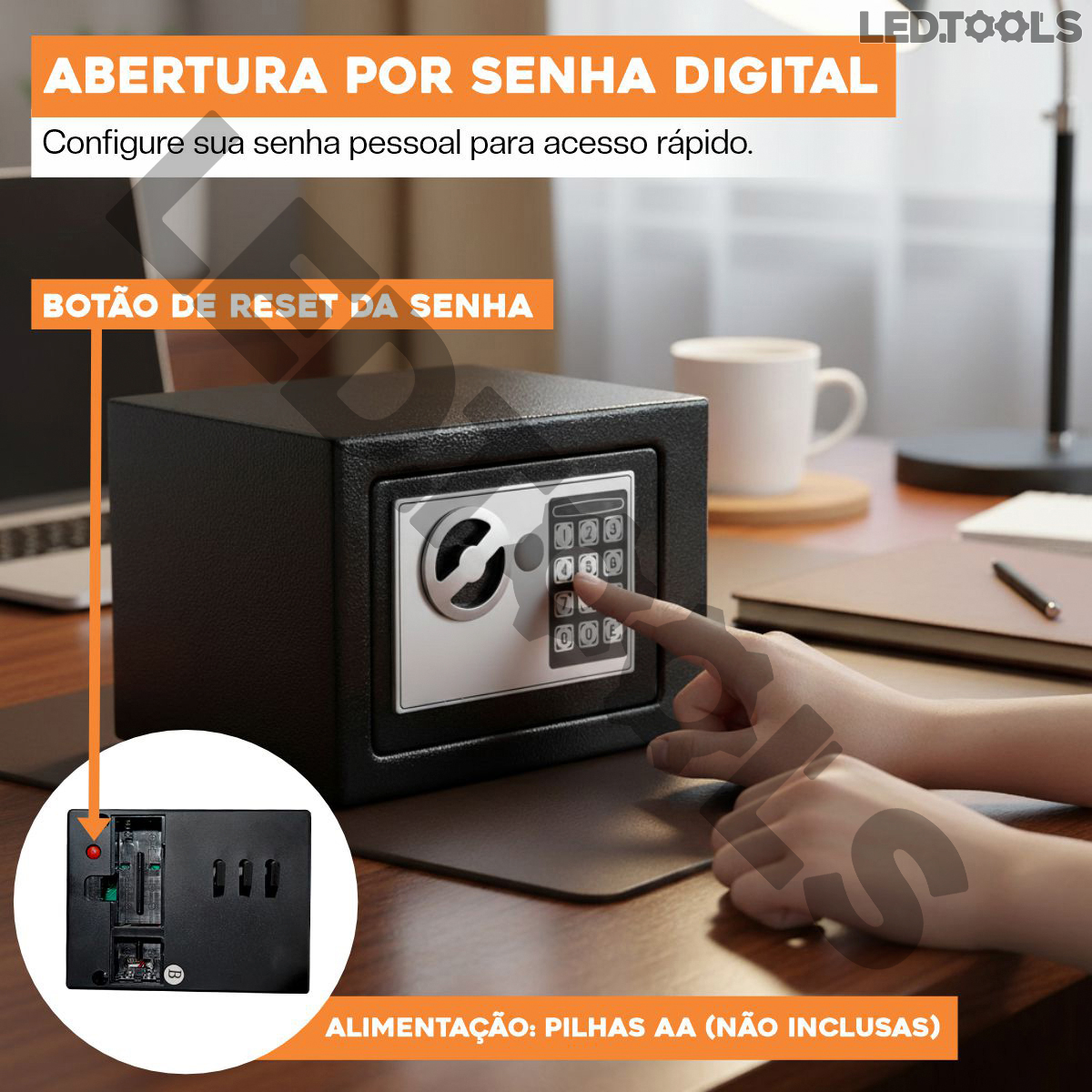 Cofre Eletrônico Digital Led Tools 23 x 17 x 17 cm 4