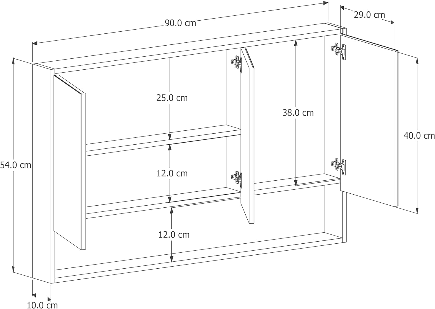 Armário Banheiro 90 cm 3 Portas com Espelho Hefesto Branco 4