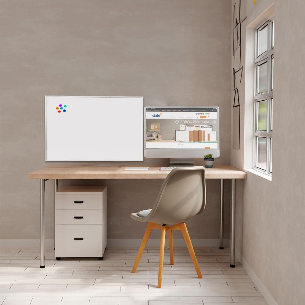 Quadro Branco Aço Magnético Moldura Fit Branco 5