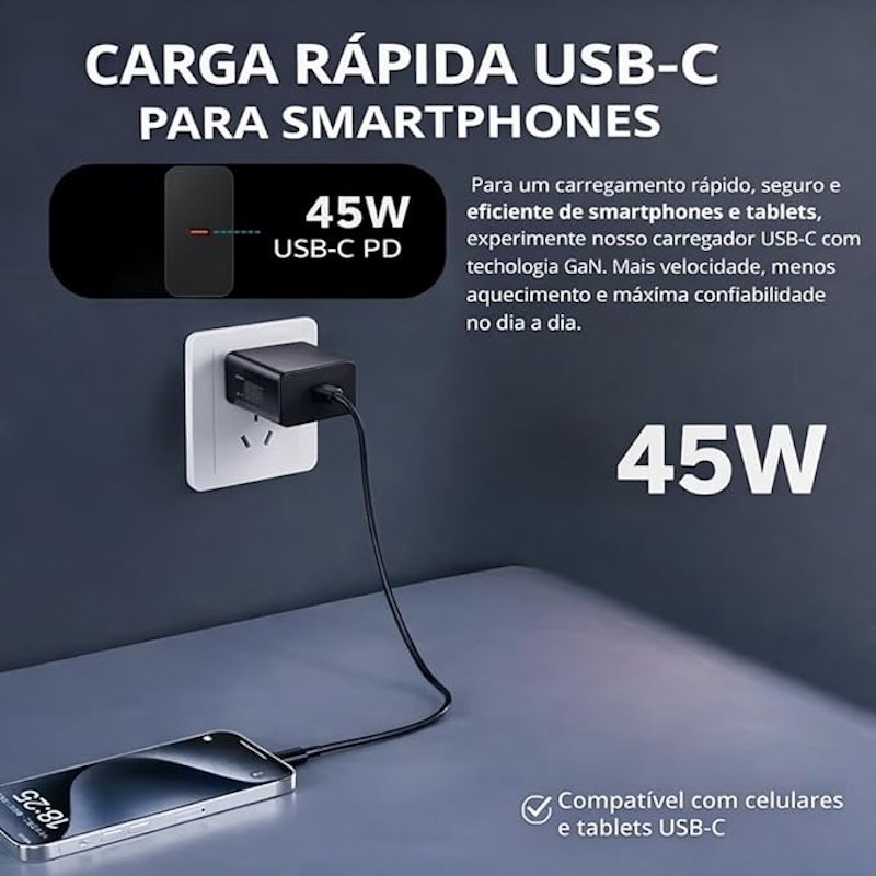 Carregador Turbo 45 W + Cabo USB-C de 1 m 2