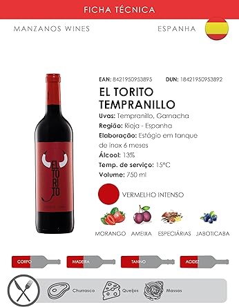 El Torito Vinho Espanhol Tempranillo 4